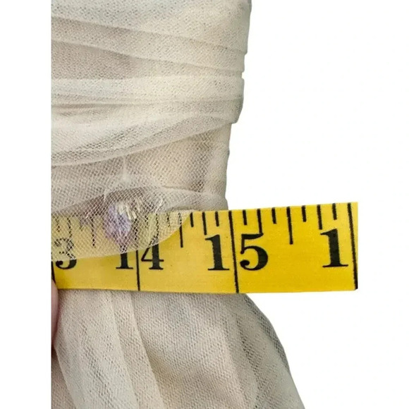 Lavetir Yellow Sleeveless Floral Embroidered Tulle Mini Dress forget me not - Picture 7 of 12